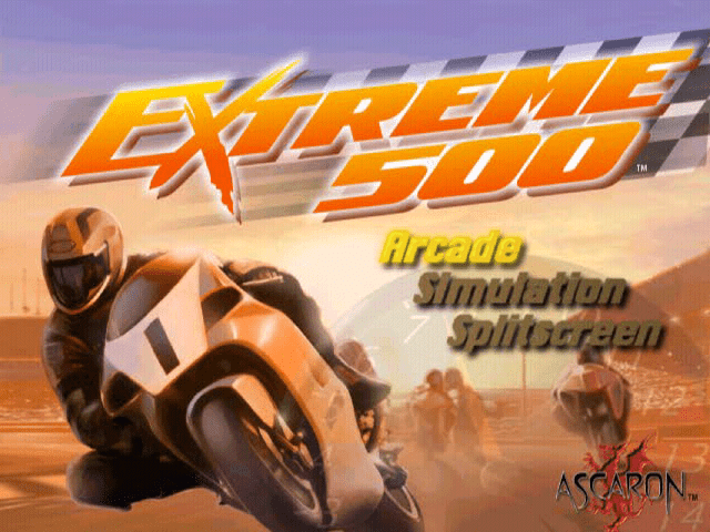 Extreme 500 title screen for Playstation